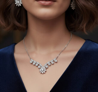 Diamond Look Necklace Set (Necklace + Earrings)