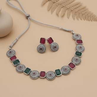 Kundan Necklace Set with Multi-Colored Stones