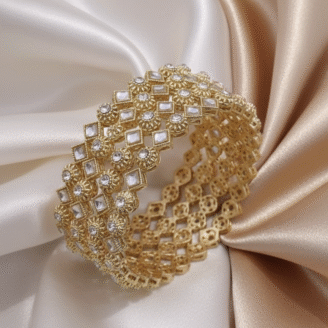 Kundan Bangle Set with AD Stones - Festive Wear