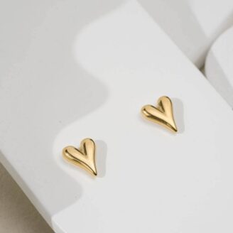 Minimalist Gold Plated Heart Stud Earrings – Daily Wear Jewelry
